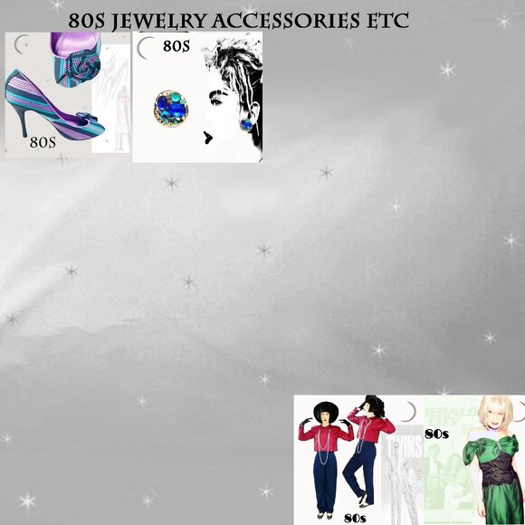 80s Vintage BIG Clip Earrings Blue & Green Rhinestone Clipons - Nostalgiacore - Picture 12 of 14